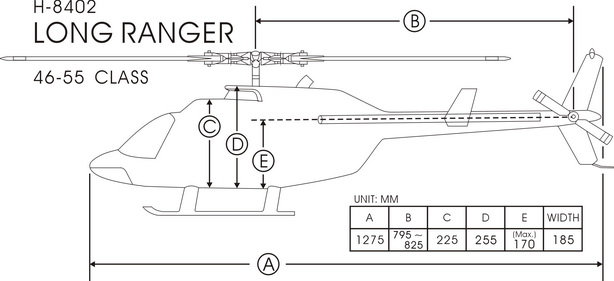 Meilleur prix 👏 Heli-Scale Long Jet Ranger FUNKEY Classe 600 