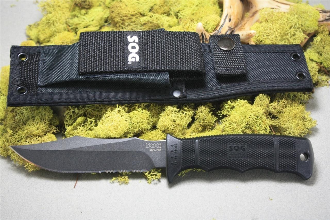 Couteau SOG Navy Seal Pup Nylon Sheath Acier AUS8 Manche Zytel Etui