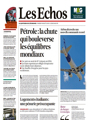 Les Echos Du Mardi 18 Août 2015