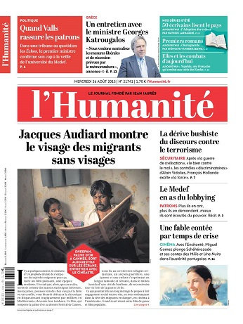 L'humanite Du Mercredi 26 Août 2015