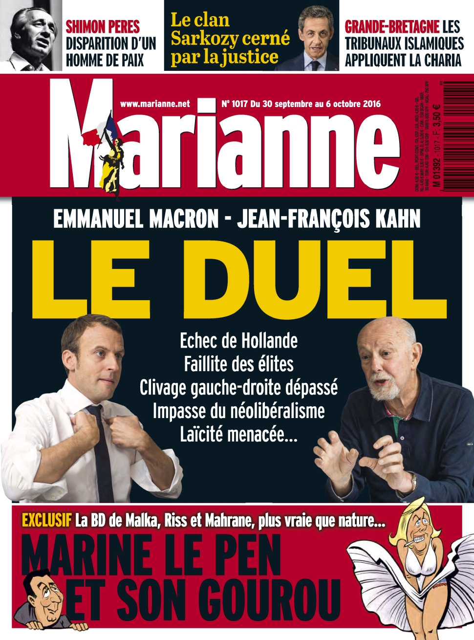 Marianne N°1017 - 30 Septembre au 06 Octobre 2016