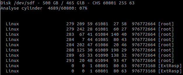 Testdisk Analyse cylinder