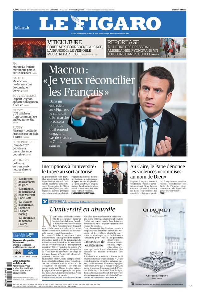 Le Figaro du Samedi 29 et Dimanche 30 Avril 2017 