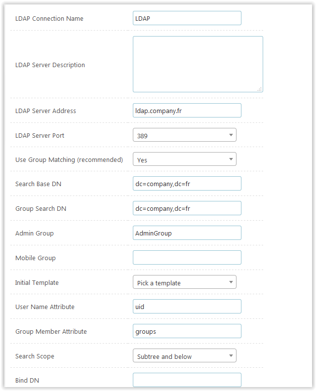 ldap settings