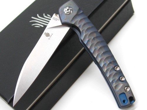 Couteau Kizer Blue Black Splinter Lame Acier CPM S35VN Manche Aluminium Framelock Pouch Camo KI3457A2 - Free Shipping -Kizer kbn4