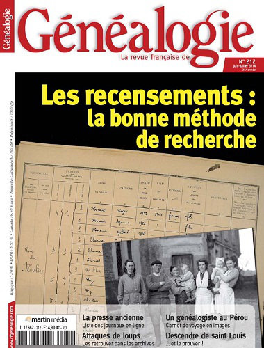La Revue Française de Généalogie N°212 - Juin Juillet 2014