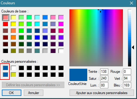 Utilisation des couleurs personnalisées et couleurs web Ip8g