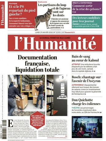 L’Humanité Du lundi 29 Janvier 2018