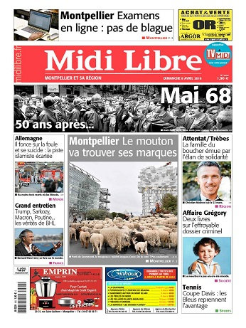 Midi libre ( 3 Éditions ) Du Dimanche 8 Avril 2018