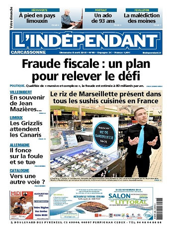 L’Indépendant (3 Éditions) Du Dimanche 8 Avril 2018