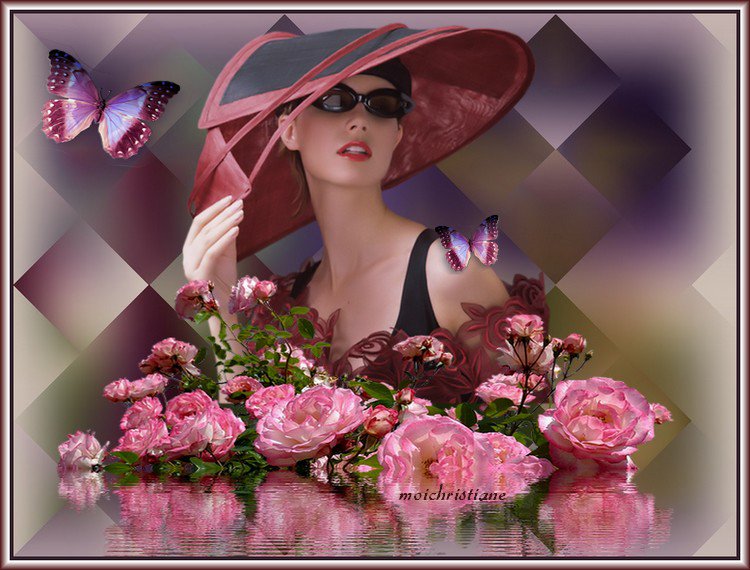 -----------------------------------------------------------------------une fleur parmi d'autres fleurs... dans femmes à chapeaux. cllc
