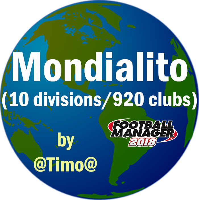 FM 2018 Fantasy Scenarios - [FM18] Mondialito (10 Divisions / 920 Clubs)