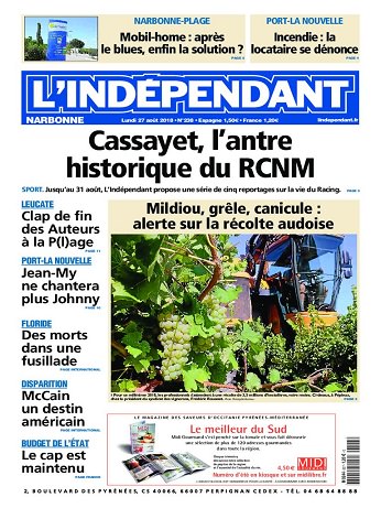 L’Indépendant (2 Editions) Du Lundi 27 Août 2018