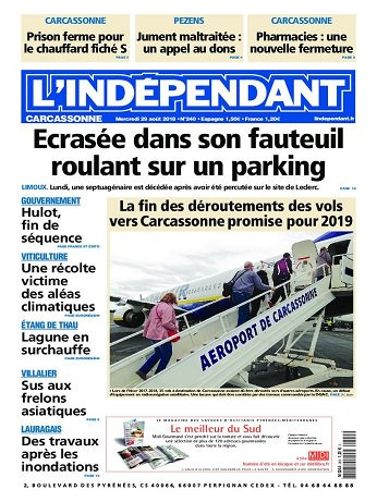 L'Indépendant (2 Editions) Du Mercredi 29 Août 2018