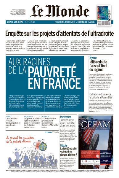 Le Monde Du Mercredi 5 Septembre 2018