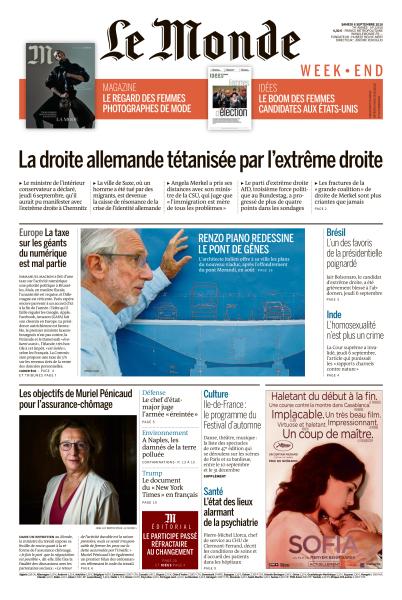 Le Monde & Le Monde Magazine Du Samedi 8 Septembre 2018