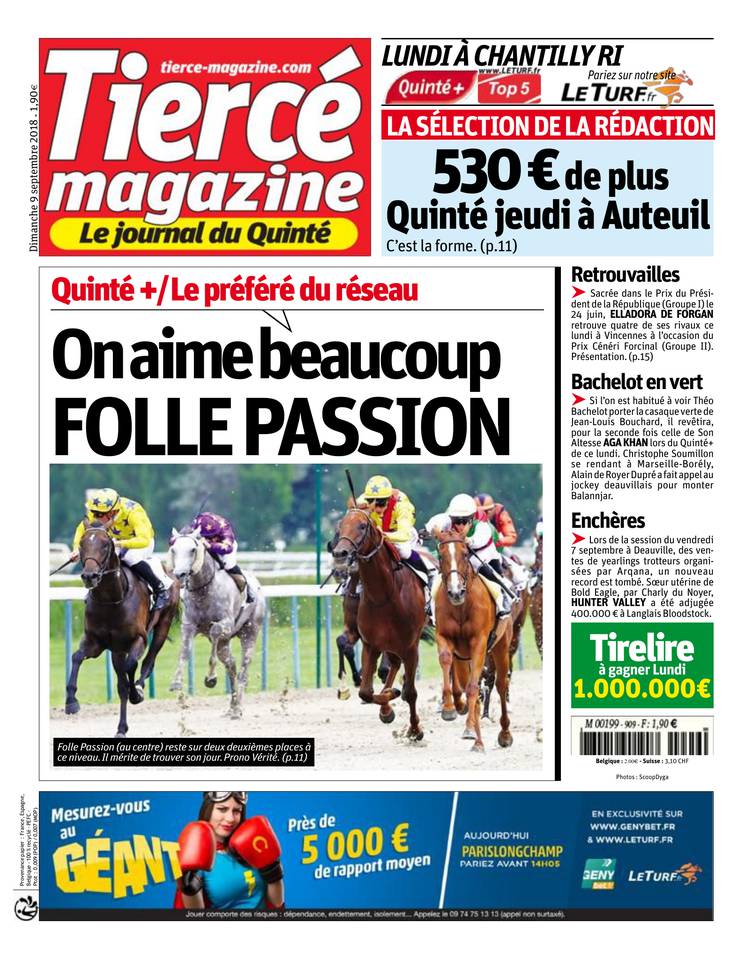 Tiercé Magazine Du Dimanche 9 Septembre 2018