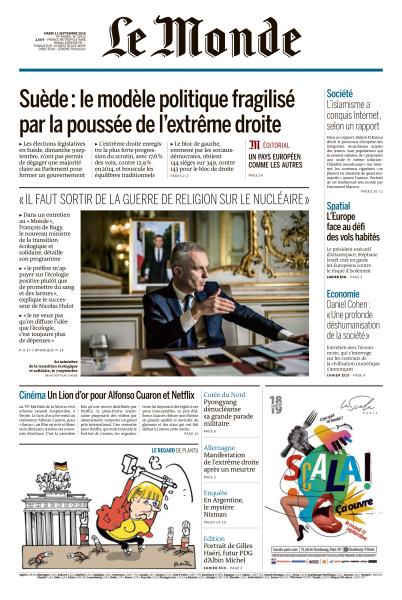 Le Monde Du Mardi 11 Septembre 2018