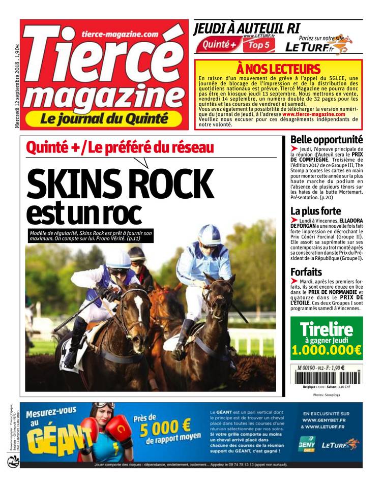Tiercé Magazine Du Mercredi 12 Septembre 2018