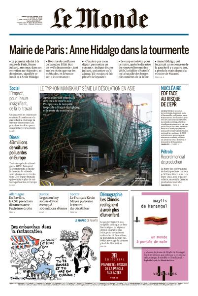 Le Monde Du Mardi 18 Septembre 2018
