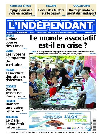 L'Indépendant ( 3 Editions ) Du Lundi 17 Septembre  2018