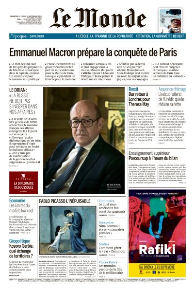Le Monde Du Dimanche 23 & Lundi 24 Septembre 2018