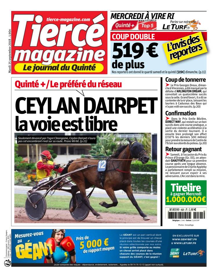 Tiercé Magazine Du Mardi 25 Septembre 2018 