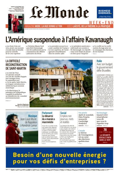 Le Monde Week-End & Monde Magazine Du Samedi 29 Septembre 2018