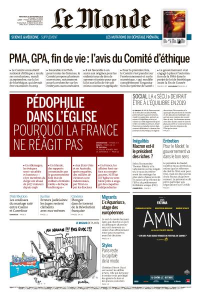 Le Monde Du Mercredi 26 Septembre 2018