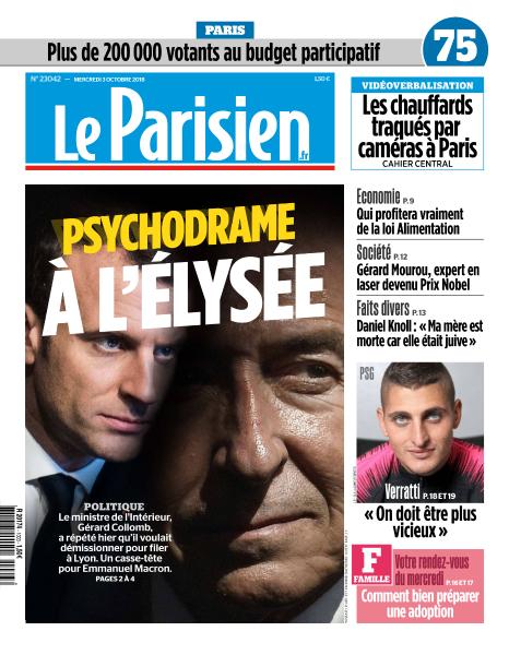 Le Parisien Du Mercredi 3 Octobre 2018