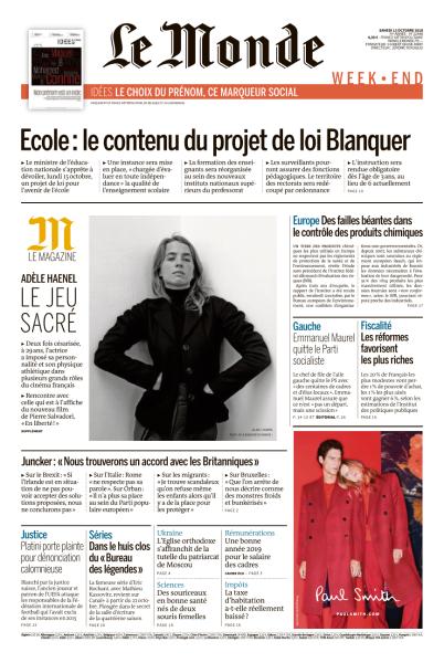 Le Monde Week End & Le Monde Mag Du Samedi 13 Octobre 2018