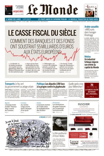 Le Monde Du Vendredi 19 Octobre 2018