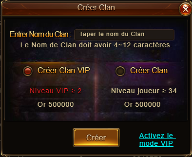 création clan