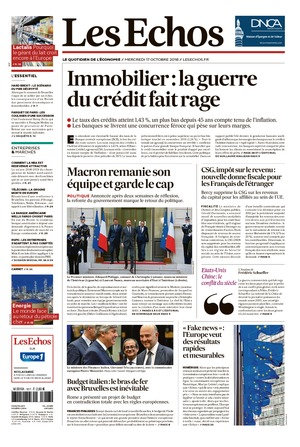 Les Echos & Libération & Le Figaro Du Mercredi 17 Octobre 2018
