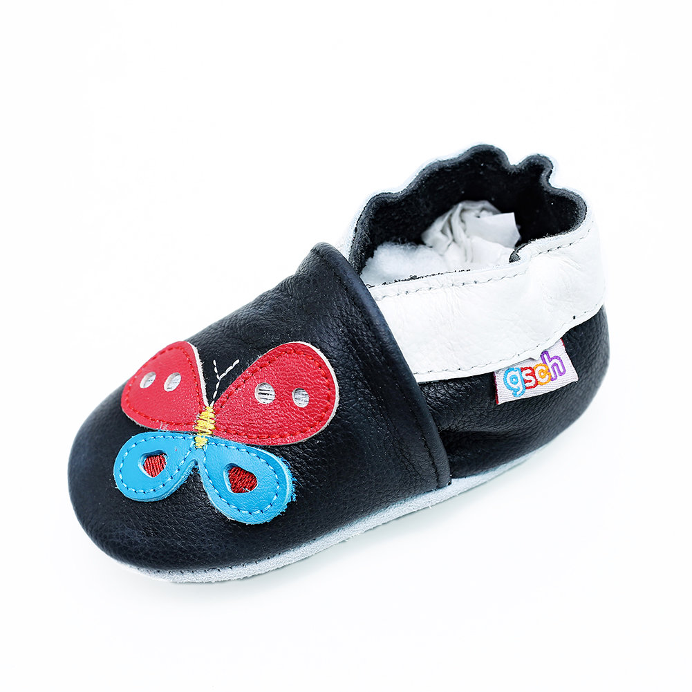 Chaussures Bebe En Cuir Souple Chaussons Bebe Chaussures Premiers Pas Mignon Petit Lion 0 6 Ans Noir Cdiscount