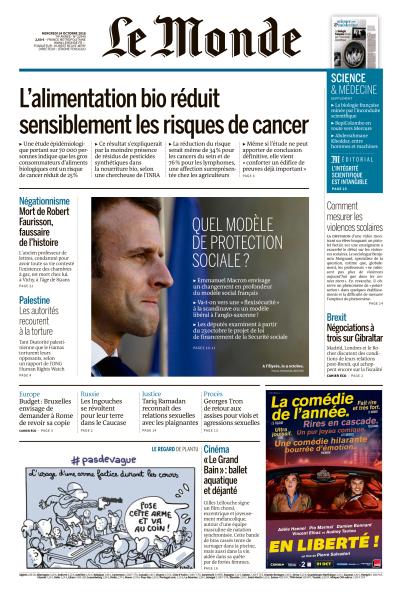Le Monde Du Jeudi 24 Octobre 2018