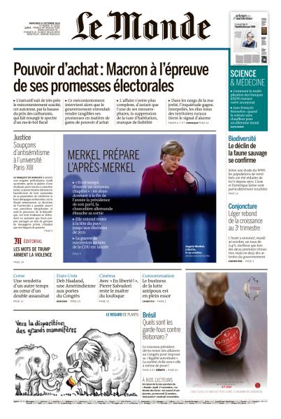 Le Monde Du Mercredi 31 Octobre 2018