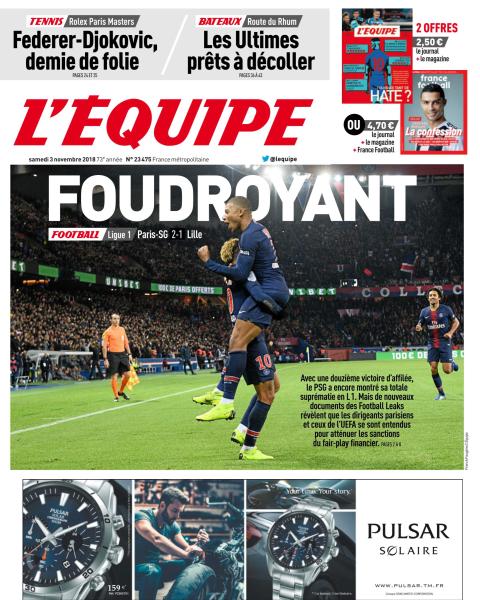  L’Équipe & L’Équipe Mag Du Samedi 03 Novembre 2018