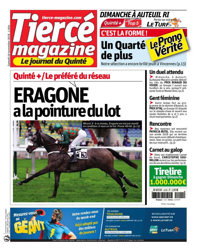 Tiercé Magazine  Du Samedi 10 Novembre 2018