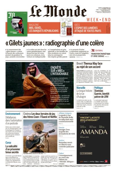 Le Monde WeekEnd & le Monde Mag Du Samedi 17 Novembre 2018