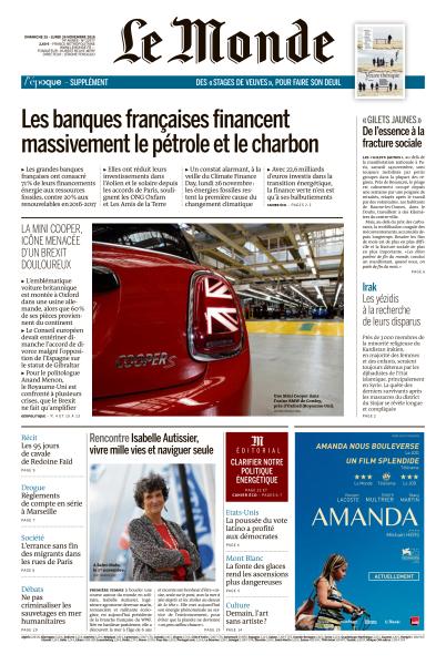 Le Monde Du Dimanche 25 & Lundi 26 Novembre 2018