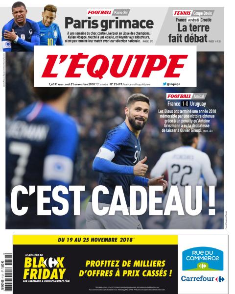  L’Équipe Du Mercredi 21 Novembre 2018