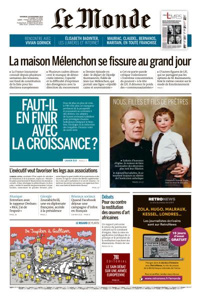 Le Monde Du Vendredi 30 Novembre 2018