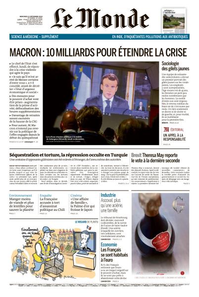 Le Monde Du Mercredi 12 Décembre 2018