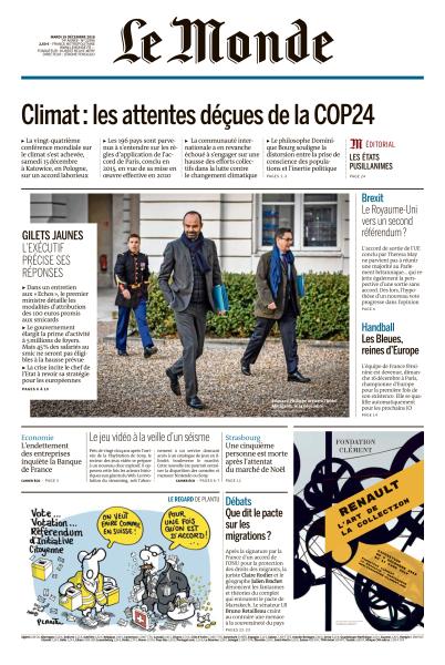   Le Monde Du Mardi 18 Décembre 2018
