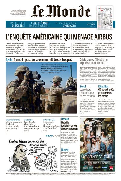 Le Monde Du Vendredi 21 Décembre 2018