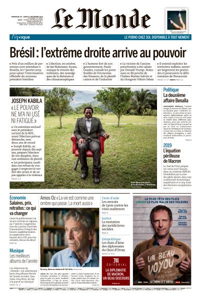  Le Monde Du Dimanche 30 & Lundi 31 Décembre 2018