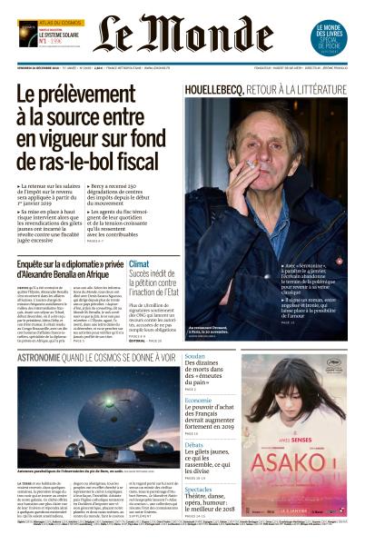 Le Monde Du Vendredi 28 Décembre 2018