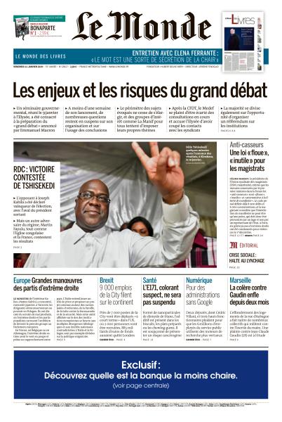Le Monde Du Vendredi 11 Janvier 2019