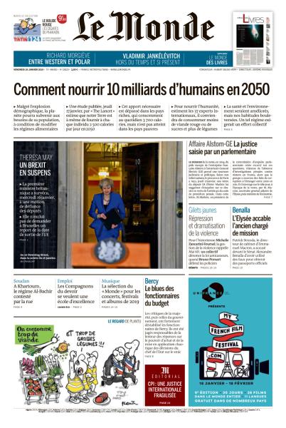 Le Monde Du Vendredi 18 Janvier 2019